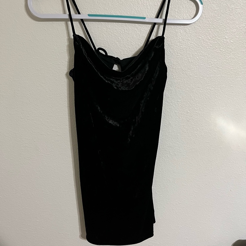 Topshop Black Velvet Mini Dress